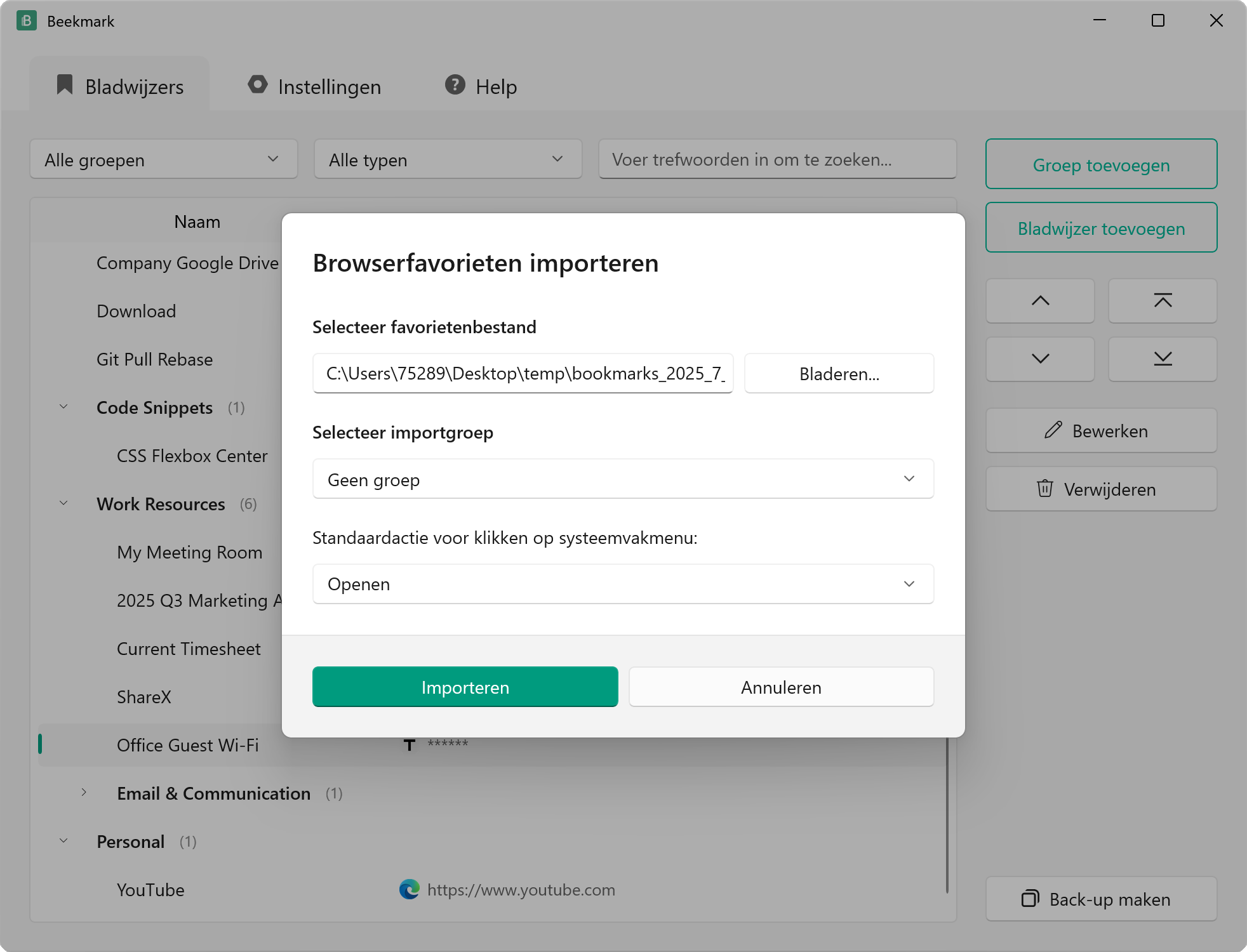 Browser Favorieten Importeren